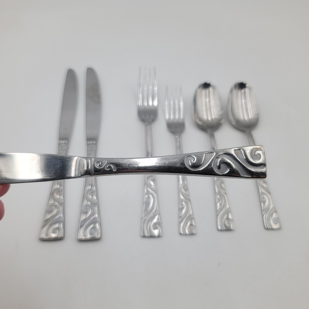 7pc Oneida Stanhope Stainless Flatware Set Dinner Salad Fork Knife Tablespoon